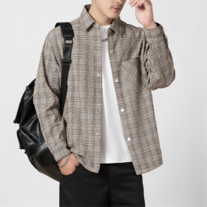 Áo sơ mi nam dài tay 100% cotton 25 áo sơ mi kẻ sọc nam mới rộng rãi thường ngày bán buôn quần áo nam