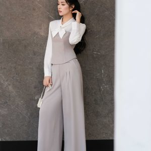 Quần ống suông thêu cạp quần